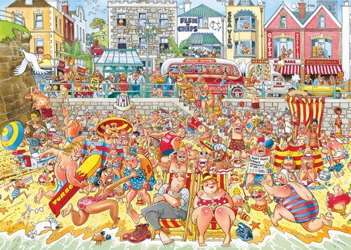 Puzzel Jan van Haasteren - Wasgij Retro Original 8 - Vloed! - 1.000 st. - afbeelding 2