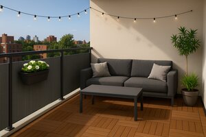 Pvc Balkonscherm 90 X 300 Cm Grijs - afbeelding 2