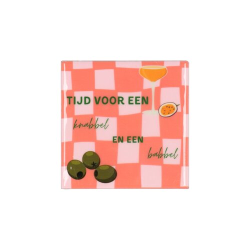 Quote tegel 'Atijd Voor Een' roze - B 10 X H 10 X D 1 Cm
