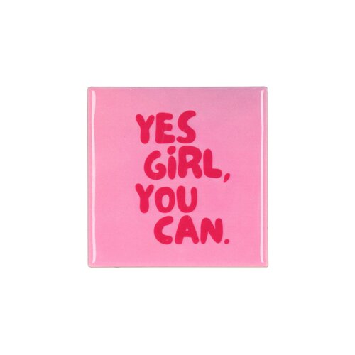 Quote tegel 'Girl' roze - B 10 X H 10 X D 1 Cm