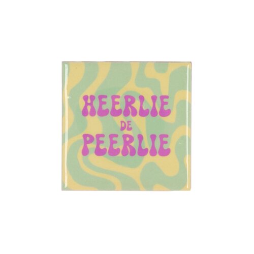 Quote tegel 'Heerlie' groen - B 10 X H 10 X D 1 Cm