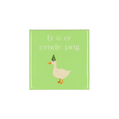 Quote tegel 'Jarig' groen - B 10 X H 10 X D 1 Cm