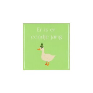 Quote tegel 'Jarig' groen - B 10 X H 10 X D 1 Cm
