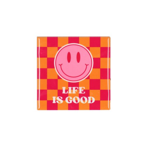 Quote tegel 'Life Is Good' roze/Orange - B 10 X H 10 X D 1 Cm