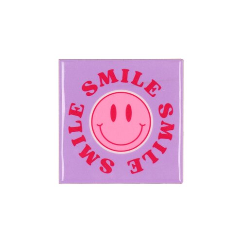 Quote tegel 'Smile' paars - B 10 X H 10 X D 1 Cm