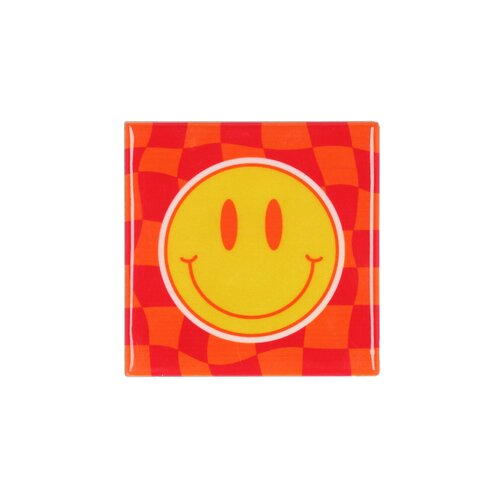 Quote tegel 'Smiley' oranje/roze - B 10 X H 10 X D 1 Cm