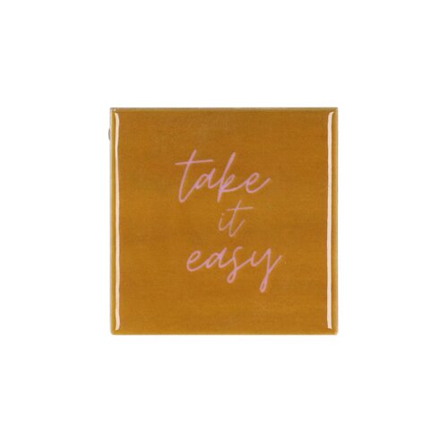 Quote tegel 'Take It' bruin - B 10 X H 10 X D 1 Cm