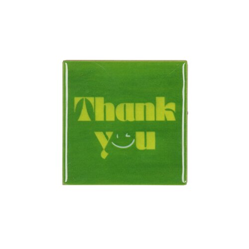 Quote tegel 'Thank You' groen - B 10 X H 10 X D 1 Cm