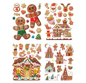 Anna's Collection 4-pack raamstickers gingerbread - L 42 x B 30 cm