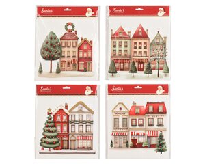 Raamdecoratie PVC - L28xH28cm Rood/beige - 4 Varianten - afbeelding 1