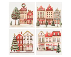 Raamdecoratie PVC - L28xH28cm Rood/beige - 4 Varianten - afbeelding 2
