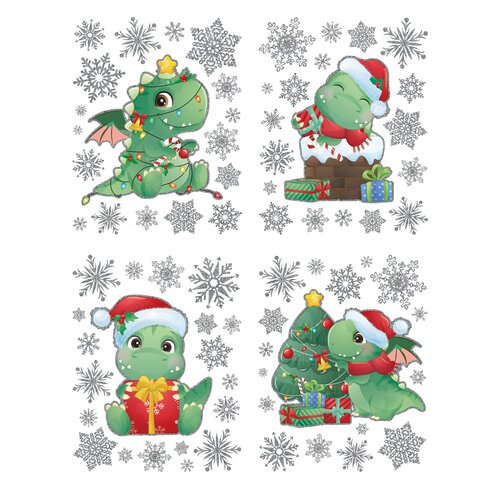 Raamsticker dino's 42x30cm a4