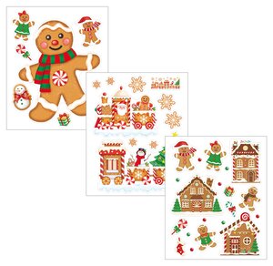 Anna's Collection 3-pack raamstickers gingerbread - L 34.5 x B 28.5 cm