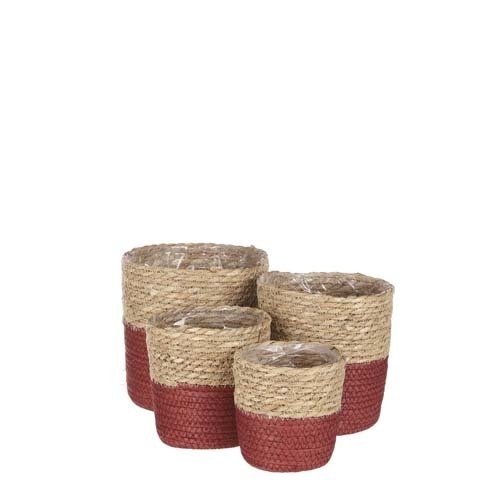 Rachel mand rond d.rood set van 4 - h18xd18cm