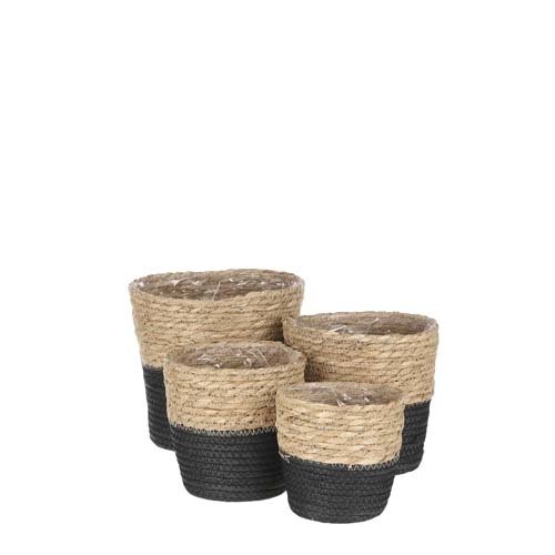 Rachel mand rond zwart set van 4 - h18xd18cm