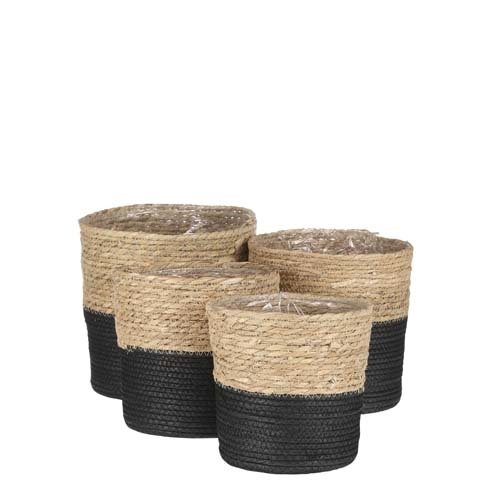 Rachel mand rond zwart set van 4 - h25xd25cm