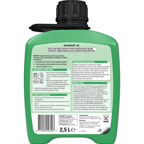 ROUNDUP® AC Totaal Onkruidvrij Kant en Klaar Drukspuit Navulverpakking 2,5L - afbeelding 2