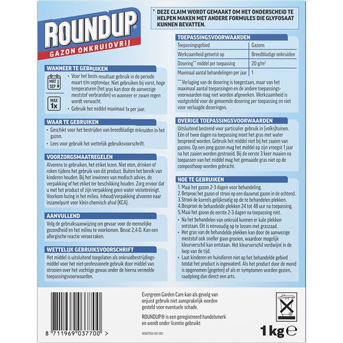 ROUNDUP® Gazon Onkruidvrij Onkruidverdelger Korrels 1kg - afbeelding 3