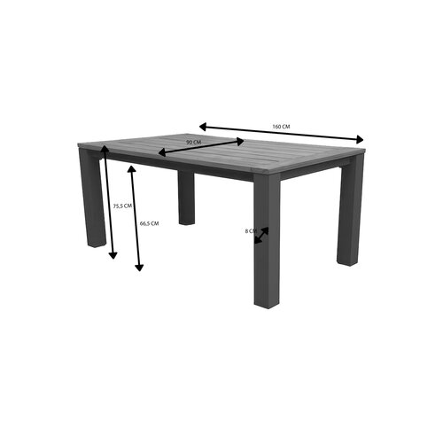 Royal Seasons® Atlanta tafel 160 x 90 cm zwart - afbeelding 2