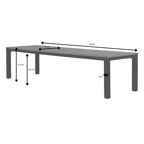 Royal Seasons® Atlanta tafel 300 x 100 cm zwart - afbeelding 2