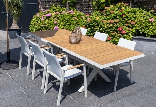 Royal Seasons® Bahia tafel uitschuifbaar 204/264 x 100 cm zand - afbeelding 6