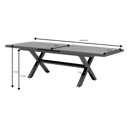 Royal Seasons® Bahia tafel uitschuifbaar 204/264 x 100 cm zwart - afbeelding 6