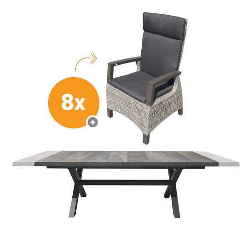 Royal Seasons Costa 8-zits tuinset uitschuifbaar - afbeelding 1