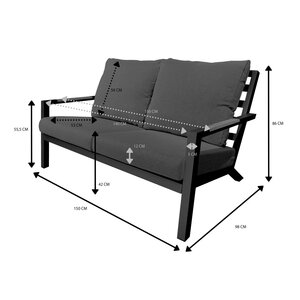Royal Seasons® Detroit 2-zitsbank zwart - afbeelding 3