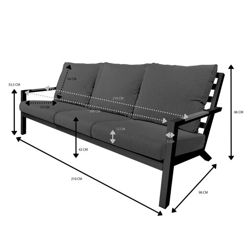 Royal Seasons® Detroit 3-zitsbank zwart - afbeelding 3