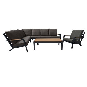 Royal seasons® Detroit complete hoek loungeset met teakhouten tafelblad - afbeelding 1