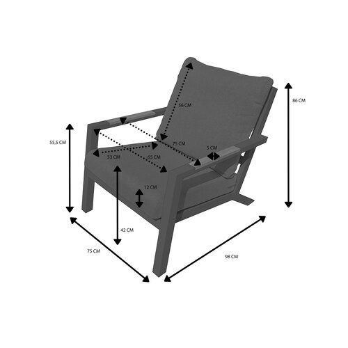 Royal Seasons® Detroit fauteuil zwart - afbeelding 2