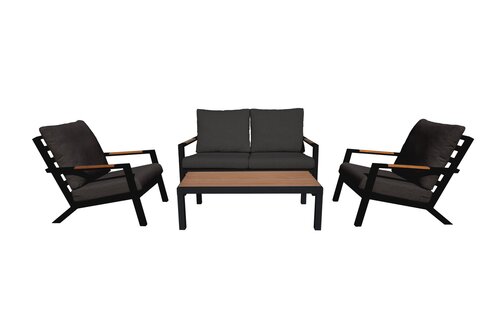 Royal seasons® Detroit loungeset met 2-zitsbank met teakhouten tafelblad - afbeelding 1