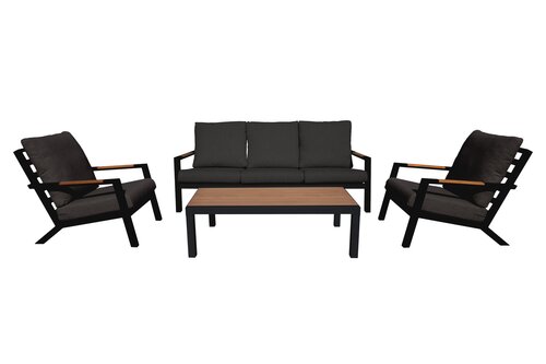 Royal seasons® Detroit loungeset met 3-zitsbank met teakhouten tafelblad - afbeelding 1