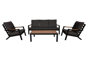 Royal seasons® Detroit loungeset met 3-zitsbank met teakhouten tafelblad - afbeelding 1