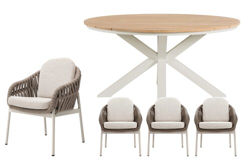 Royal seasons® Doha ronde dining set voor 4 personen - afbeelding 1