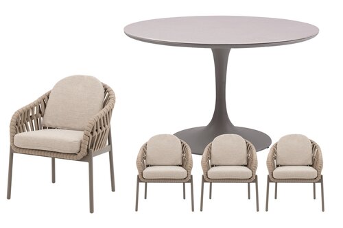 Royal seasons® Doha ronde dining set voor 4 personen - afbeelding 1