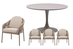 Royal seasons® Doha ronde dining set voor 4 personen - afbeelding 1