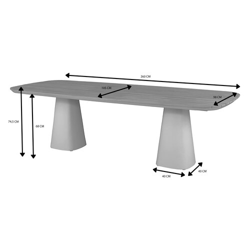 Royal Seasons® Marina tafel 260 x 105 x H75 cm zand teak - afbeelding 2