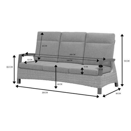 Royal Seasons® Marseille 3-zitsbank beige - afbeelding 3