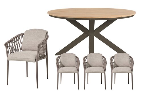 Royal seasons® Miami/Atlanta ronde dining set voor 4 personen - afbeelding 1