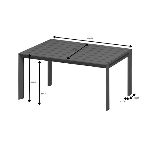 Royal Seasons® Noordwijk tafel 160 x 100 x H77 cm zwart - afbeelding 3