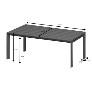 Royal Seasons® Noordwijk tafel 220 x 100 x H77 cm zwart - afbeelding 3