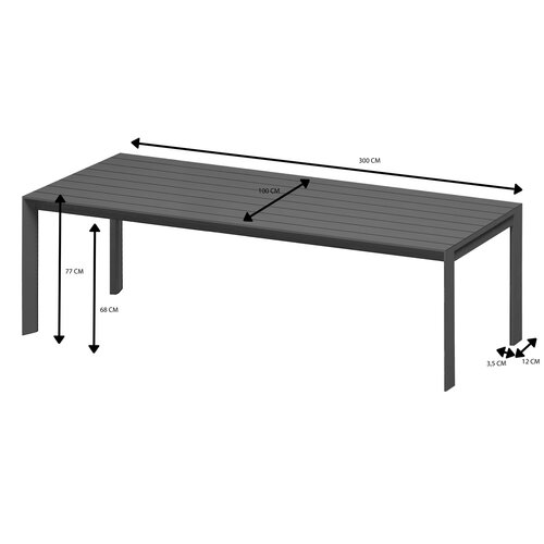 Royal Seasons® Noordwijk tafel 300 x 100 x H77 cm zwart - afbeelding 3