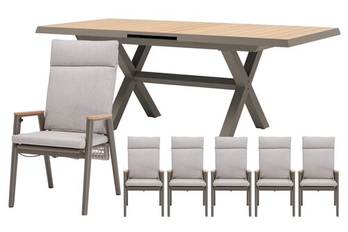 Royal seasons® Portland uitschuifbare dining set voor 6 personen - afbeelding 1