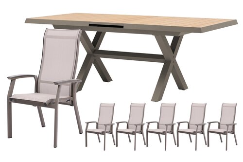 Royal seasons® Sevilla uitschuifbare dining set voor 6 personen - afbeelding 1