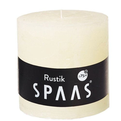 Rustieke cilinderkaars 100/100 mm 75u - ivoor
