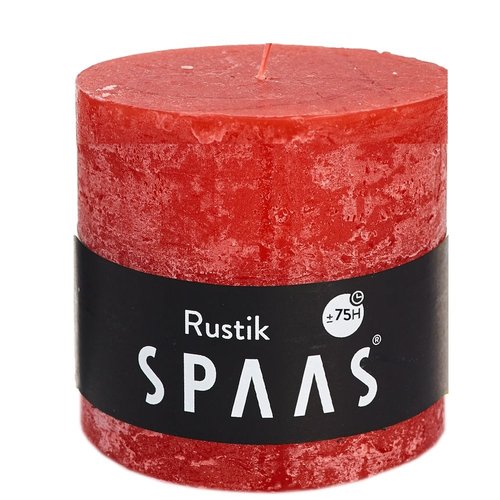 Rustieke cilinderkaars 100/100 mm 75u - rood