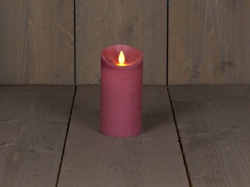 Rustieke LED-kaars met bewegende vlam 7,5 x 15 cm Antiek roze met timer