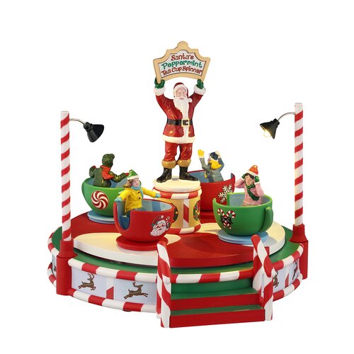SANTA'S PEPPERMINT TEACUP SPINNER, B/O (4.5V)