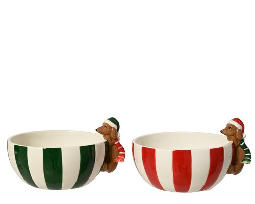 Schaal dolomiet - L17,7xB15,4cm Rood/groen - 2 Varianten